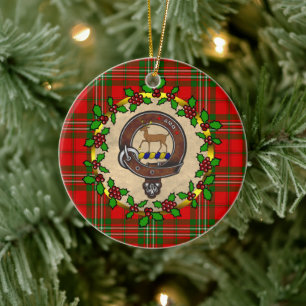 Ornamento De Cerâmica Scott Clan Crachá e Tartan Natal Personalizado