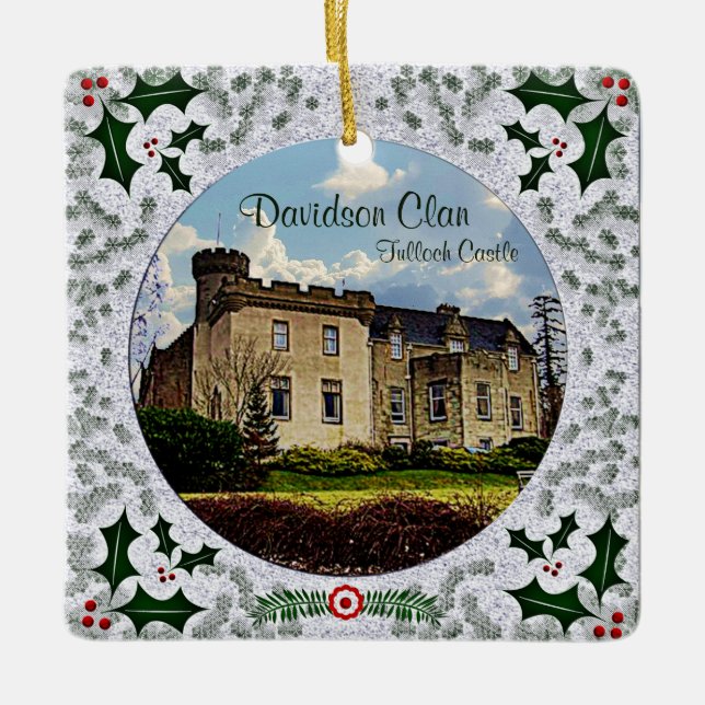 Ornamento De Cerâmica Scottiah Davidson Clan Tulloch Castle Tartan Xmas (Frente)