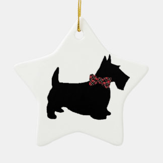 Ornamento De Cerâmica Scottie Dog em Xadrez Arco Tie