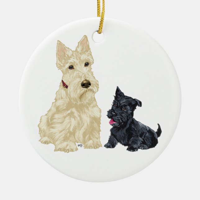 Ornamento De Cerâmica Scottie Dog Ornament (Frente)