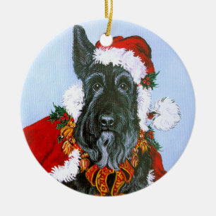Ornamento De Cerâmica Scottie Papai Noel