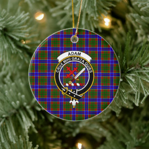 Ornamento De Cerâmica Scottish Clan Adam Tartan e Crest