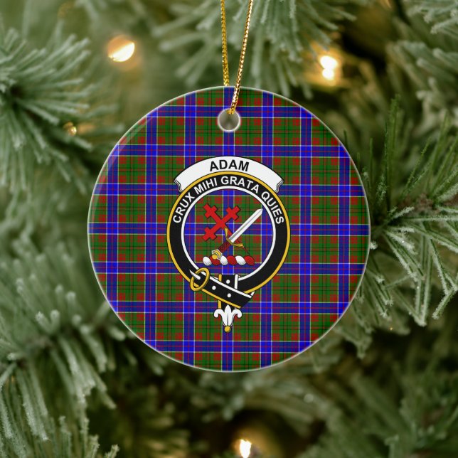 Ornamento De Cerâmica Scottish Clan Adam Tartan e Crest (Árvore)