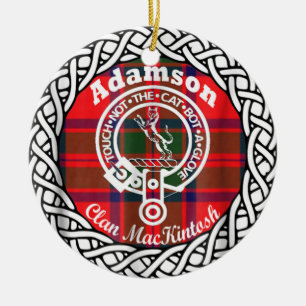 Ornamento De Cerâmica Scottish Clan Adamson Tartan e Crest