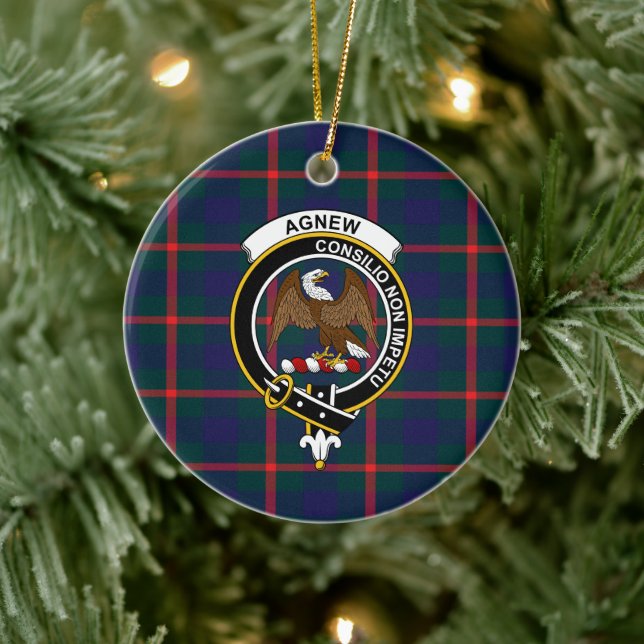 Ornamento De Cerâmica Scottish Clan Agnew Tartan e Crest (Árvore)