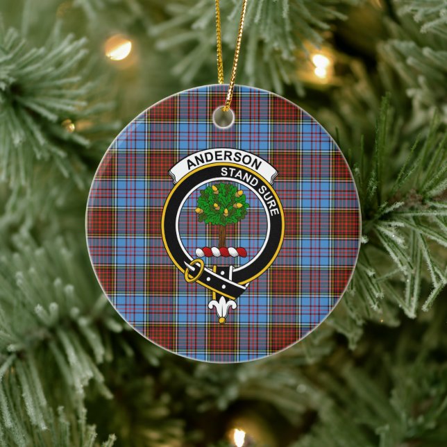 Ornamento De Cerâmica Scottish Clan Anderson Modern Tartan e Crest (Árvore)
