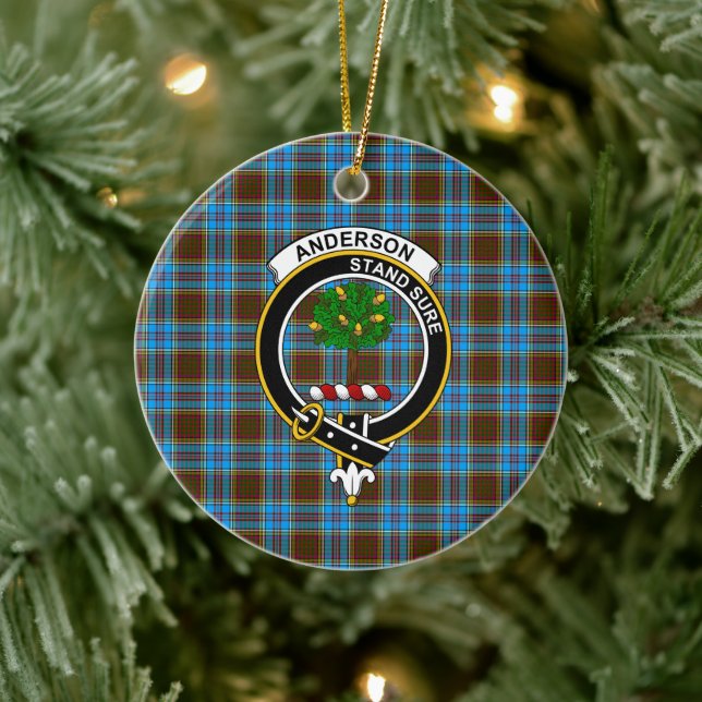 Ornamento De Cerâmica Scottish Clan Anderson Tartan e Crest (Árvore)