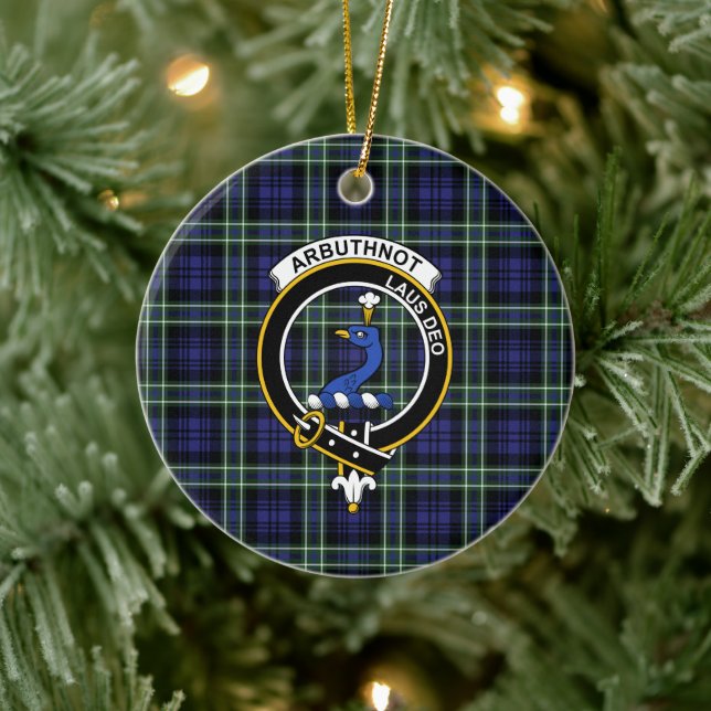 Ornamento De Cerâmica Scottish Clan Arbuthnot Tartan e Crest (Árvore)