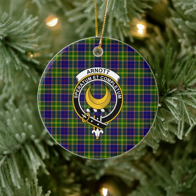 Ornamento De Cerâmica Scottish Clan Arnott Tartan e Crest (Árvore)