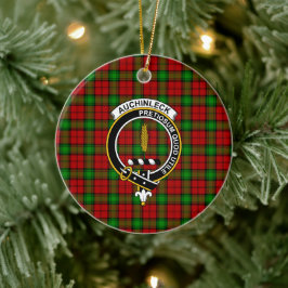 Ornamento De Cerâmica Scottish Clan Auchinleck Tartan e Crest