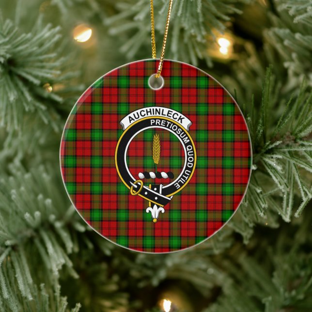 Ornamento De Cerâmica Scottish Clan Auchinleck Tartan e Crest (Árvore)