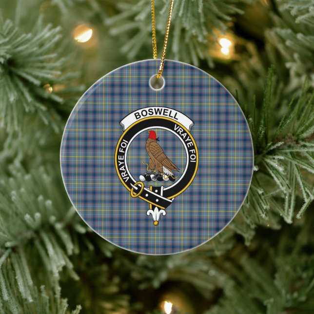 Ornamento De Cerâmica Scottish Clan Boswell Tartan e Crest (Árvore)