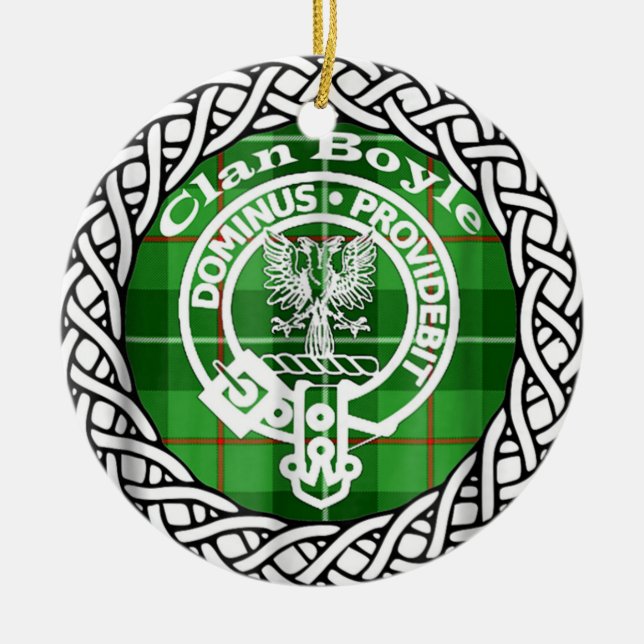 Ornamento De Cerâmica Scottish Clan Boyle Tartan e Crest (Frente)