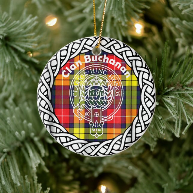 Ornamento De Cerâmica Scottish Clan Buchanan Tartan e Crest (Árvore)