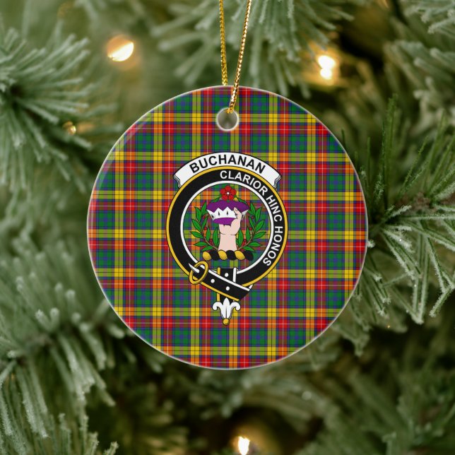 Ornamento De Cerâmica Scottish Clan Buchanan Tartan e Crest (Árvore)