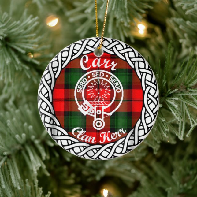 Ornamento De Cerâmica Scottish Clan Carr Tartan e Crest (Árvore)