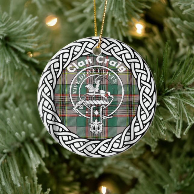 Ornamento De Cerâmica Scottish Clan Craig Tartan e Crest (Árvore)