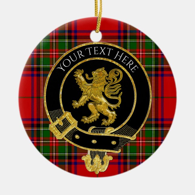 Ornamento De Cerâmica Scottish Clan Crest Lion Tartan (Frente)