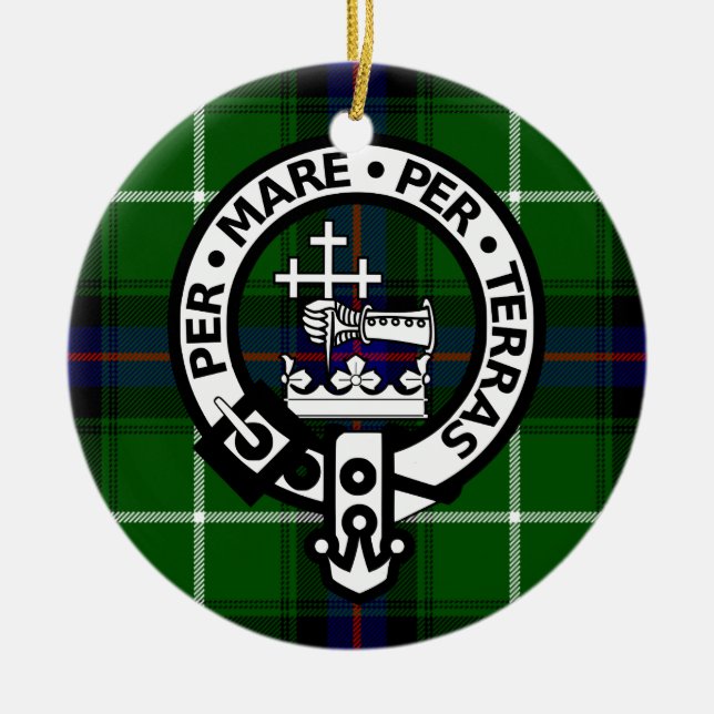 Ornamento De Cerâmica Scottish Clan Donald Tartan e Crest (Frente)