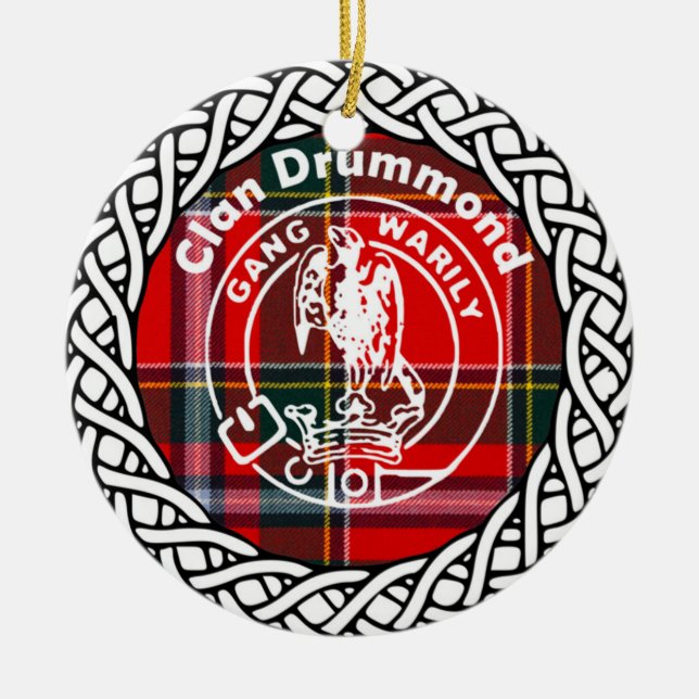 Ornamento De Cerâmica Scottish Clan Drummond Tartan e Crest (Frente)