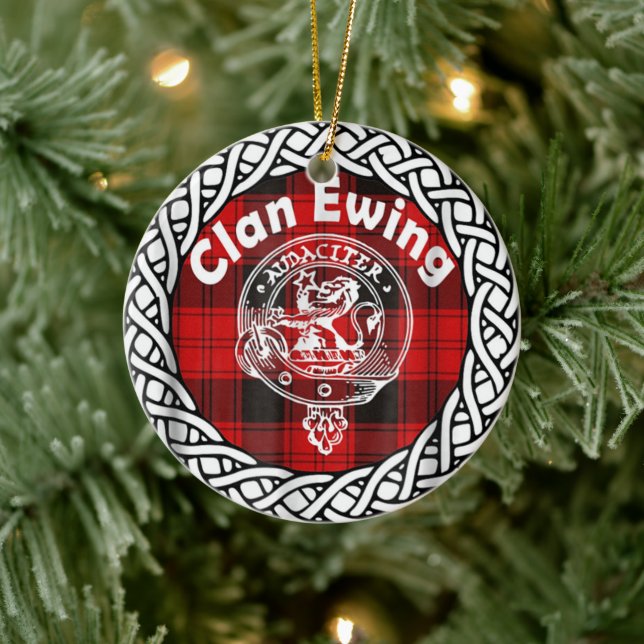 Ornamento De Cerâmica Scottish Clan Ewing Tartan e Crest (Árvore)