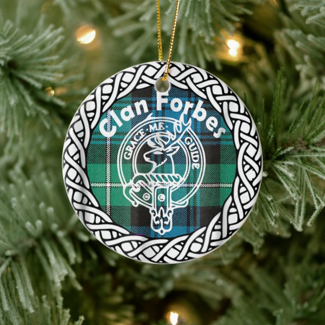 Ornamento De Cerâmica Scottish Clan Forbes Tartan e Crest (Árvore)