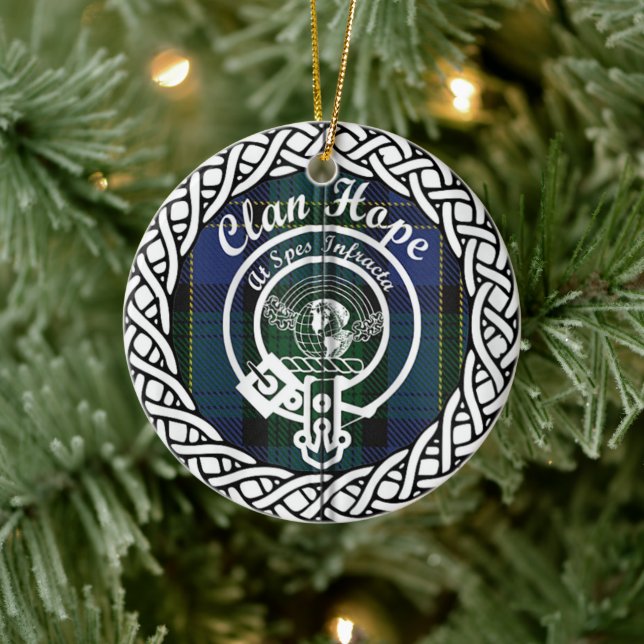 Ornamento De Cerâmica Scottish Clan Hope Tartan e Crest (Árvore)