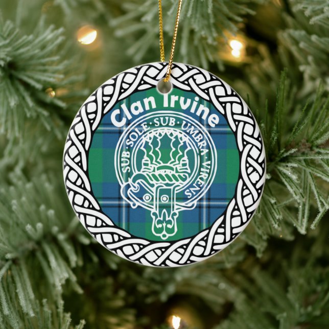 Ornamento De Cerâmica Scottish Clan Irvine Tartan e Crest (Árvore)