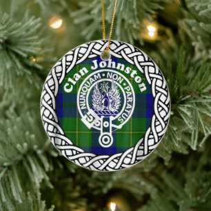 Ornamento De Cerâmica Scottish Clan Johnston Tartan e Crest