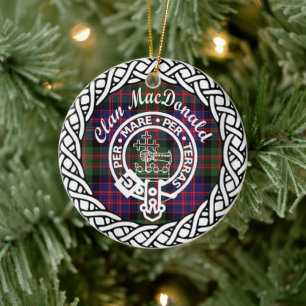 Ornamento De Cerâmica Scottish Clan MacDonald Tartan e Crest