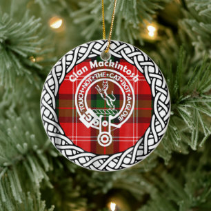 Ornamento De Cerâmica Scottish Clan Mackintosh Tartan e Crest