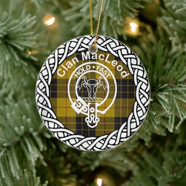 Ornamento De Cerâmica Scottish Clan MacLeod Tartan e Crest (Árvore)