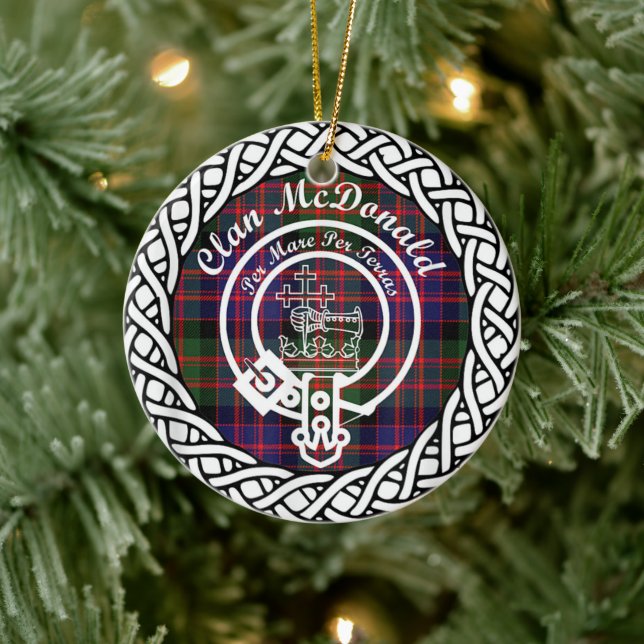 Ornamento De Cerâmica Scottish Clan McDonald Tartan e Crest (Árvore)