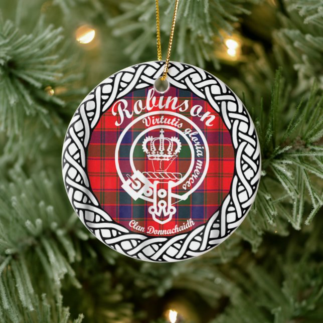 Ornamento De Cerâmica Scottish Clan Robinson Tartan e Crest (Árvore)