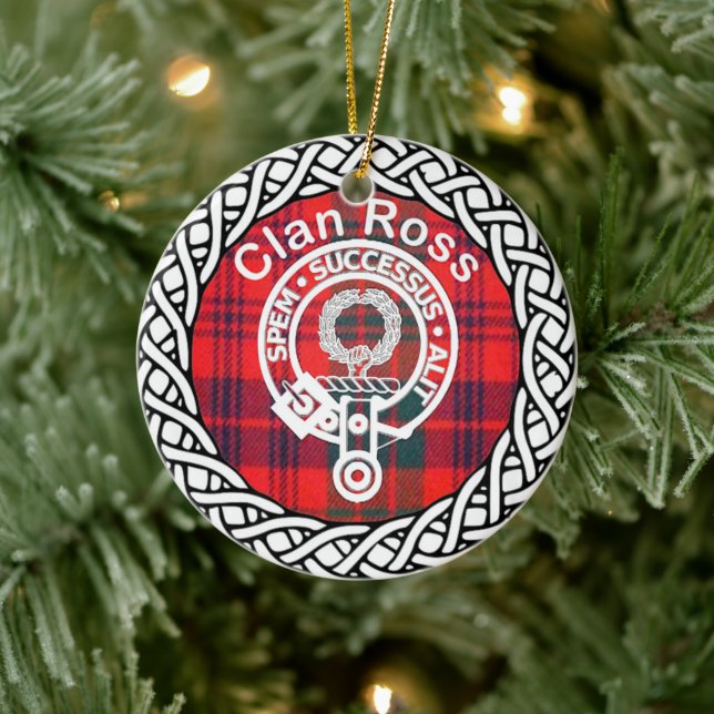 Ornamento De Cerâmica Scottish Clan Ross Tartan e Crest (Árvore)