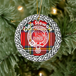 Ornamento De Cerâmica Scottish Clan Stewart Tartan e Crest