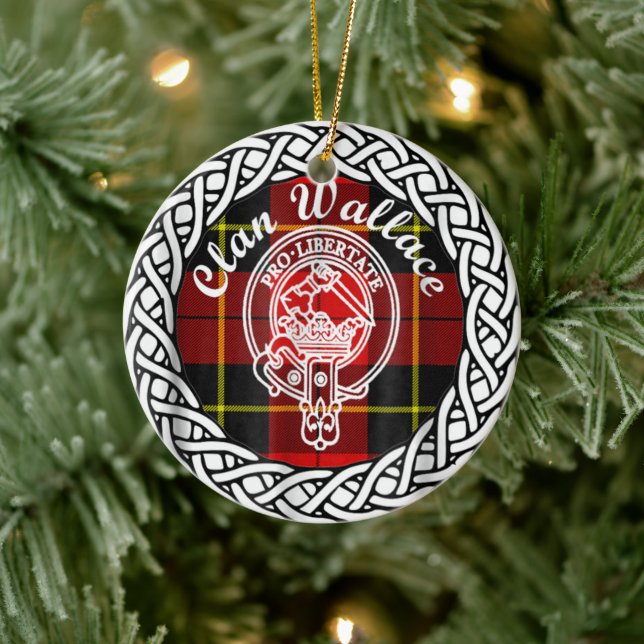 Ornamento De Cerâmica Scottish Clan Wallace Tartan e Crest (Árvore)