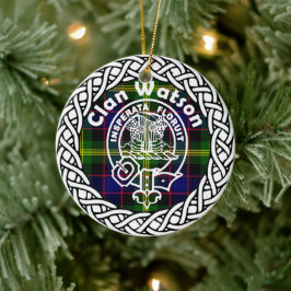 Ornamento De Cerâmica Scottish Clan Watson Tartan e Crest