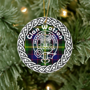 Ornamento De Cerâmica Scottish Clan Watson Tartan e Crest