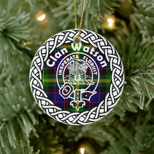 Ornamento De Cerâmica Scottish Clan Watson Tartan e Crest (Árvore)