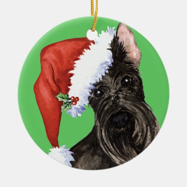 Ornamento De Cerâmica Scottish feliz Terrier de Howlidays (Frente)