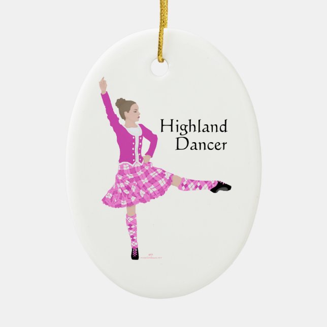 Ornamento De Cerâmica Scottish Highland Dancer Pink (Frente)