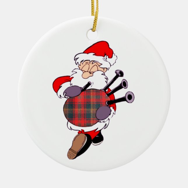 Ornamento De Cerâmica Scottish Papai Noel (Frente)