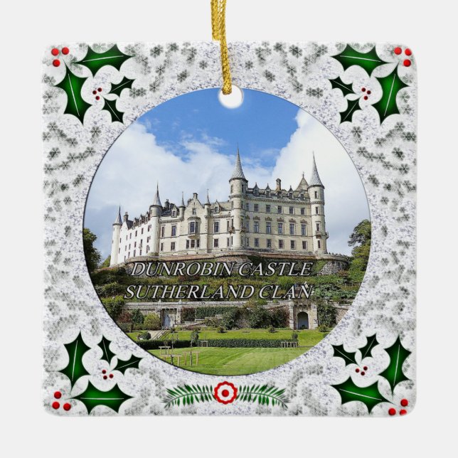 Ornamento De Cerâmica Scottish Sutherland Clan Dunrobin Castle Christmas (Frente)