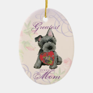 Ornamento De Cerâmica Scottish Terrier Heart Mãe Cerâmica Ornament