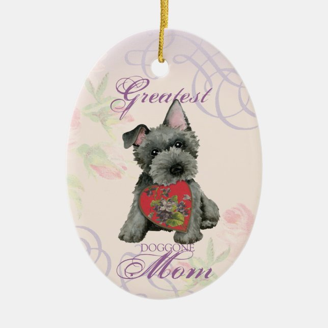 Ornamento De Cerâmica Scottish Terrier Heart Mãe Cerâmica Ornament (Frente)