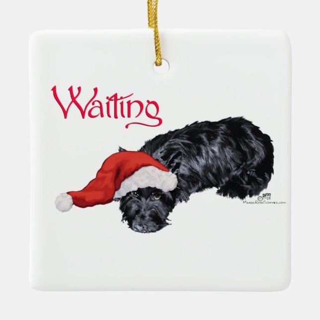 Ornamento De Cerâmica Scottish Terrier Wafor Papais noeis (Frente)