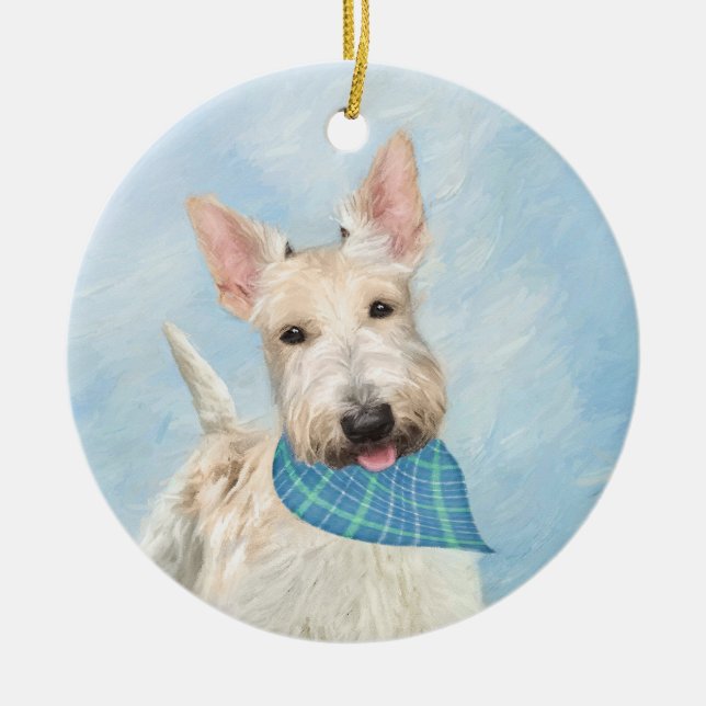 Ornamento De Cerâmica Scottish Terrier Wheaten Dog Painting (Frente)