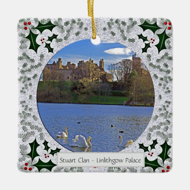 Ornamento De Cerâmica ScottishvStuart Clan's Linlithgow Palace Xmas (Frente)
