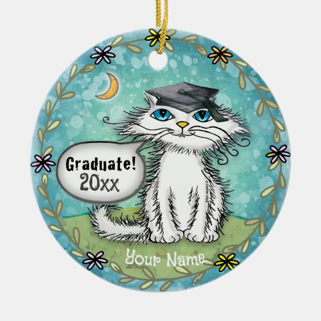 Ornamento De Cerâmica Scraggles Ornament de graduação de gatos (Frente)